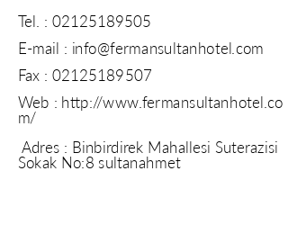 Ferman Sultan Hotel iletiim bilgileri